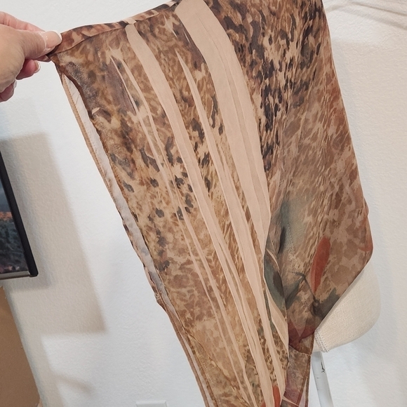 SANS Souci Cropped Boho Sheer Flowy Floral Loose Arm Top Size M - Picture 3 of 8